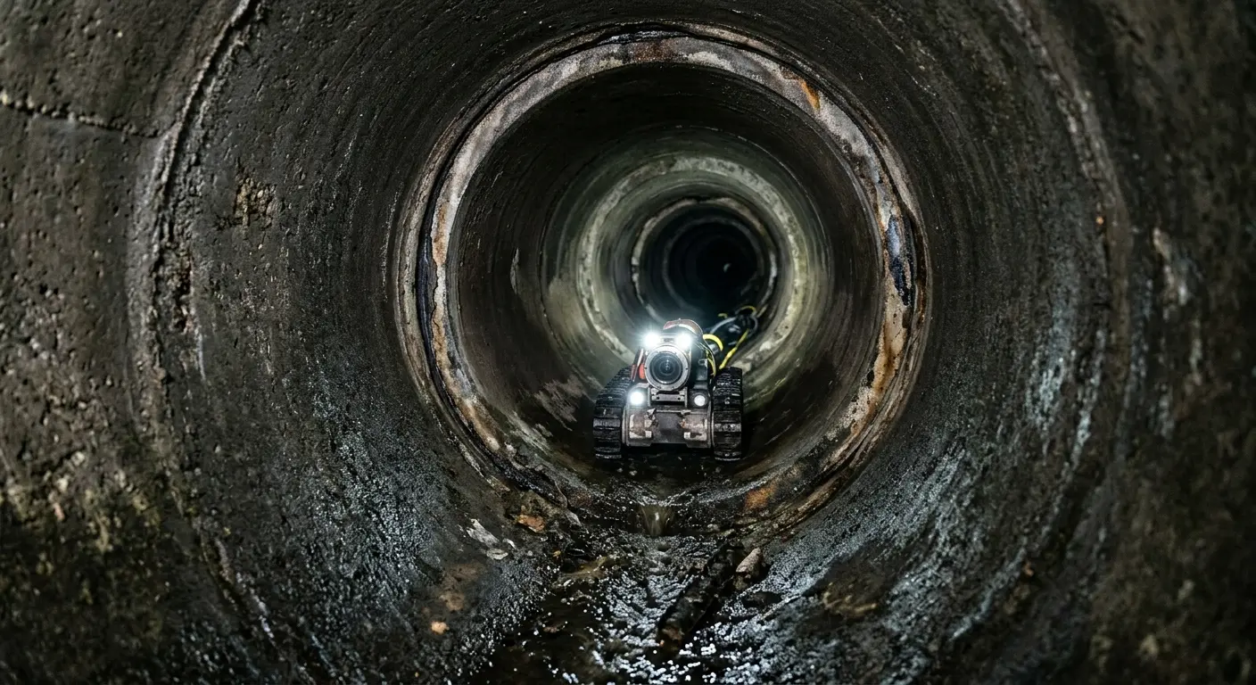 Robotic sewer camera inspecting pipe interior for Sewer Line Cleaning in Monahans